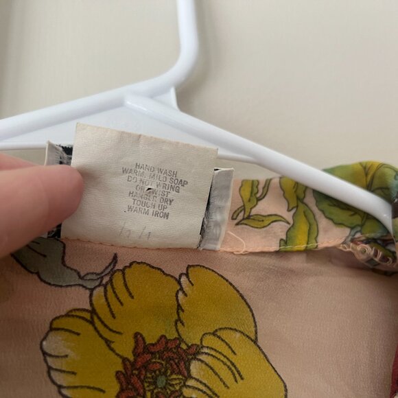 Vintage 70s Sheer Chiffon Blouse Floral Size 10 "Teddi of California" Shirt - Picture 8 of 13